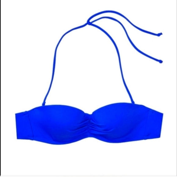Victoria's Secret sapphire blue Malta bandeau removable string bikini top 38 B - Picture 2 of 3